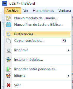 theWord cambiando la versión por defecto